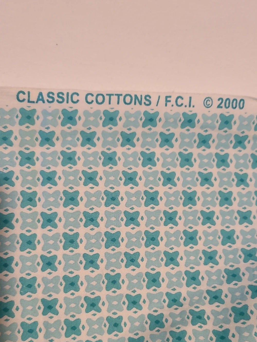 Fabric Abstract Flower Teal White Quilting Sewing Crafting Over Classic Cottons
